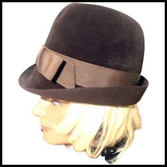 Vintage Mod Brown Hat Fur Felt for Fall & Winter, 1960s Carnaby Fashion - Picture 7 of 14